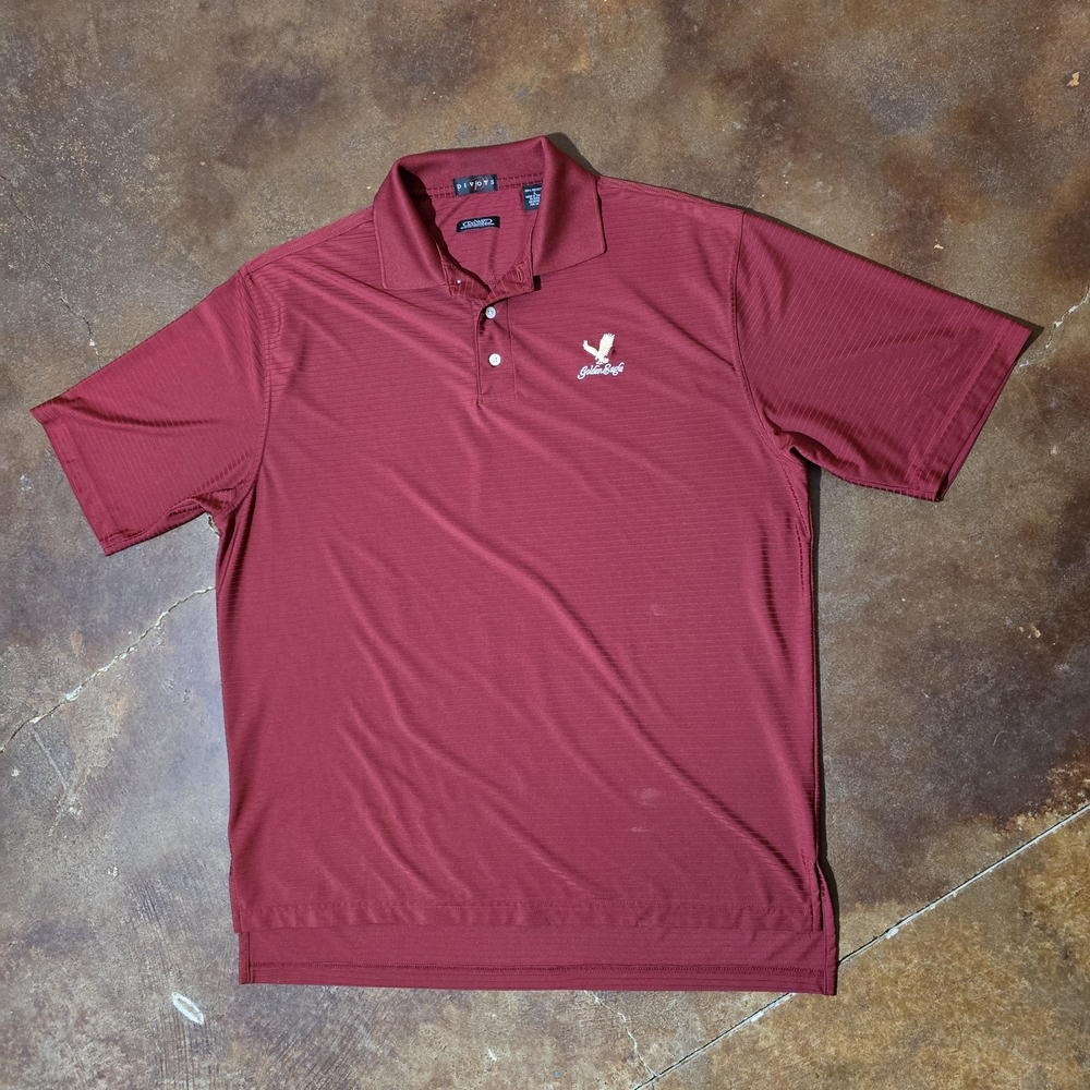 Divots Golden Eagle Country Club Maroon Golf Polo Shirt Size Large